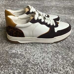 NWOB Madewell Cheetah Court Sneakers Leather/Real Fur-Dyed Calf Hair Size 6